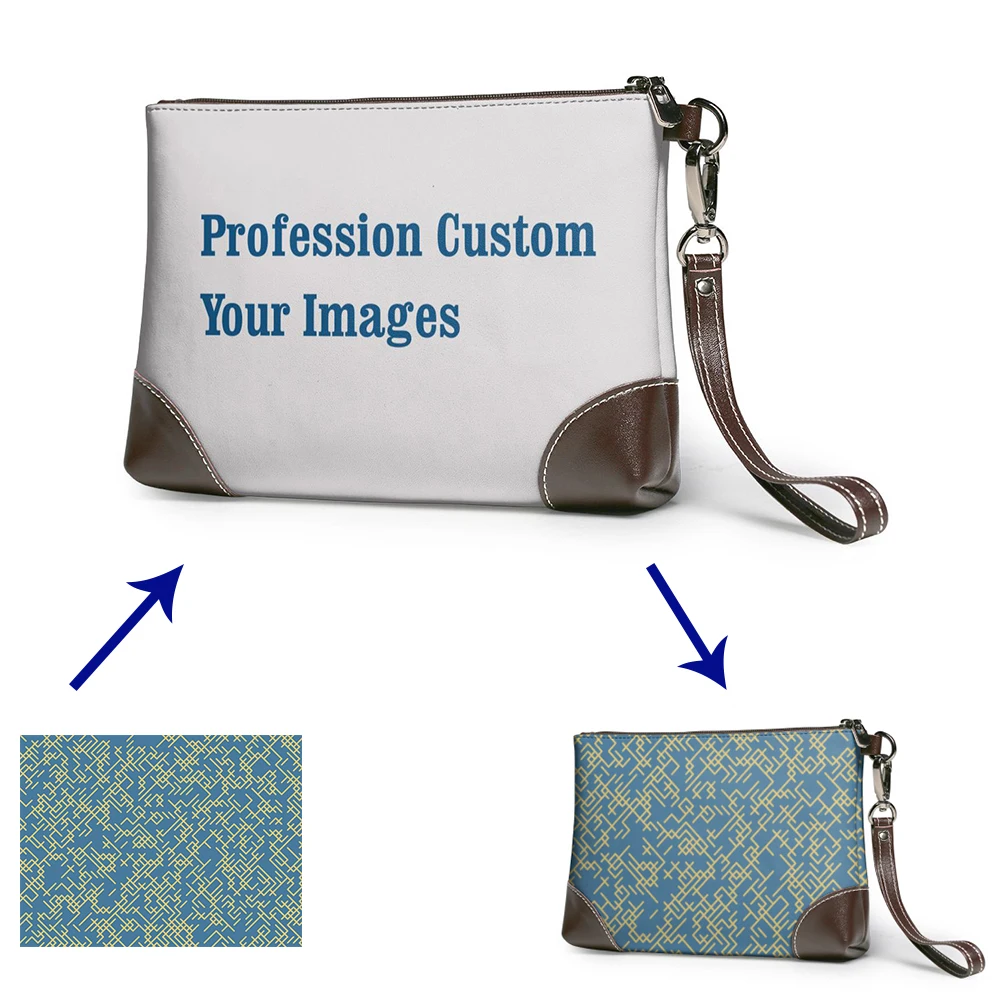 Custom Women's Purses Handbags Female Genuine Leather Clutches Coin Pouch Phone Pocket Portable Organizer Bag Print Card Holder