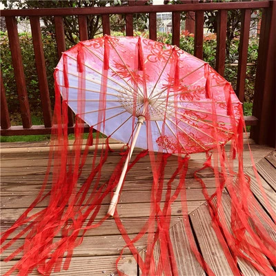82cm Red Flower Ancient Oil Paper Umbrella Rainproof Chinese Wedding Cheongsam Paraguas Guarda Chuva Şemsiye Japan Sombrilla