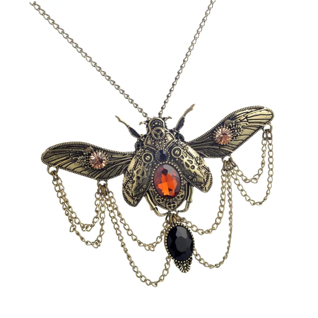 Victorian Beetle Watch Clock Hand Gear Cog Steampunk Bib Statement Necklace