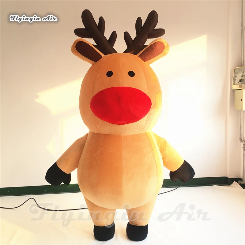 

Christmas Parade Performance Wearable Inflatable Reindeer Costume 2m Funny Walking Blow Up Winter Reindeer For Outdoor Event