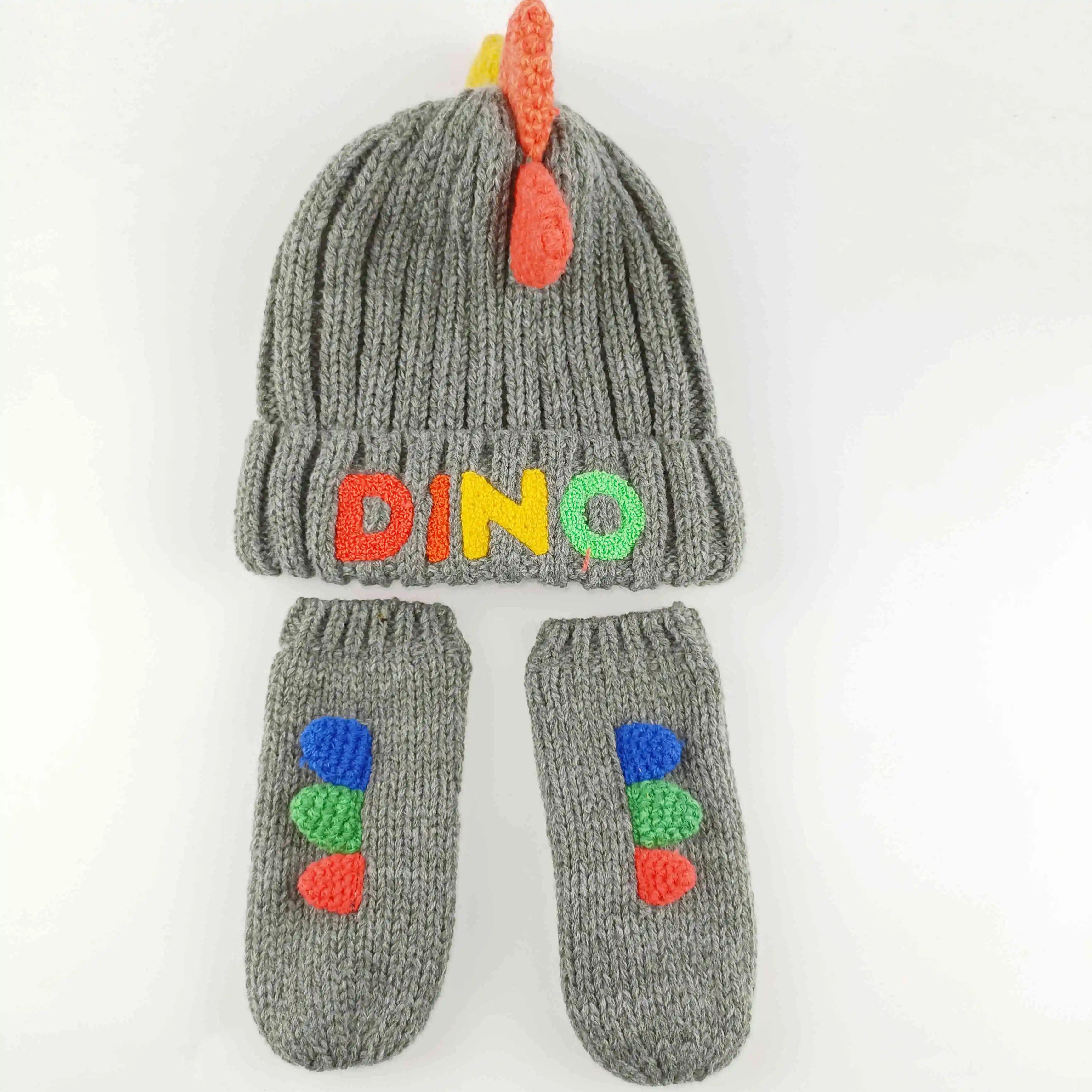 2023  New Winter Cartoon Knitted Hats and Gloves 2 Pieces Sets  For Baby Boys Girls  Kids Children