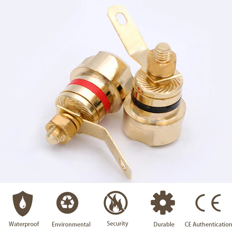 2PCS R Connector Speaker Junction Box Binding Post HIFI Cable Terminals Copper Binding Post Amplifier Speaker Connector