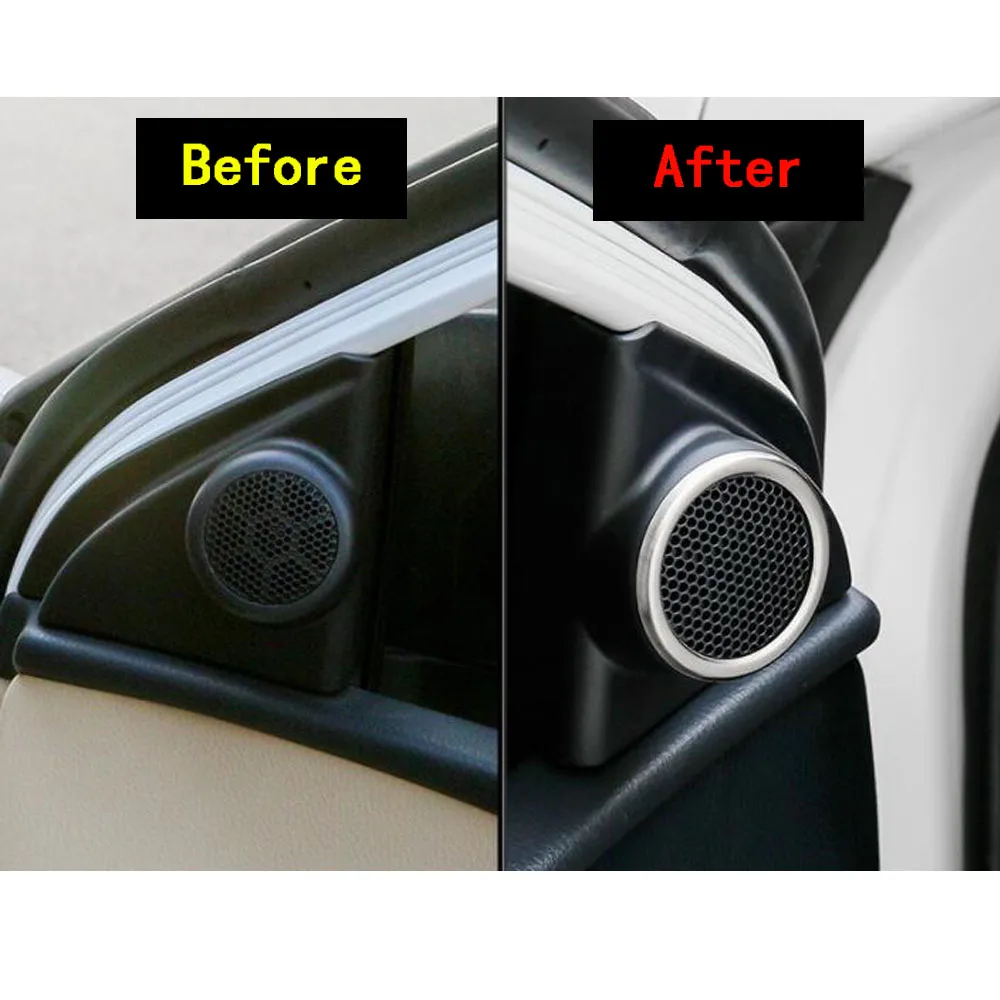 For Toyota Corolla Altis 2014 2015 2016 2017 2018 2019 Stick Steel Inside Audio Speak Sound Cover Ring Circle Lamp Trim 2PCs