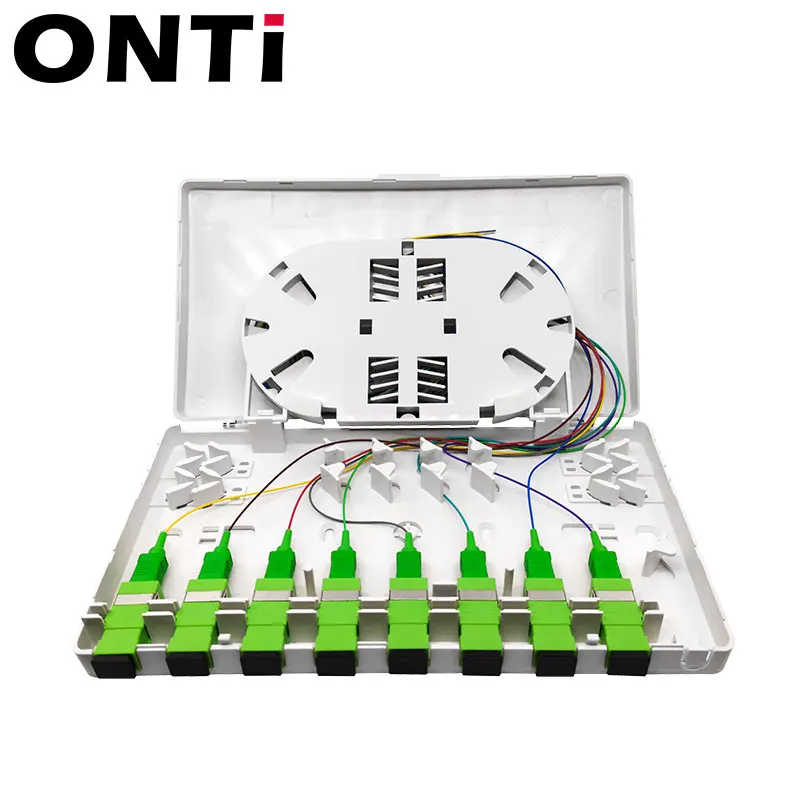 Imagem -04 - Onti-optical Terminal Junction Box Fiber Optical Terminal Box8-port Fiber Panel Box Desktop Place sc fc lc Adaptadores para Ftthfttofttd Pcs por Lote