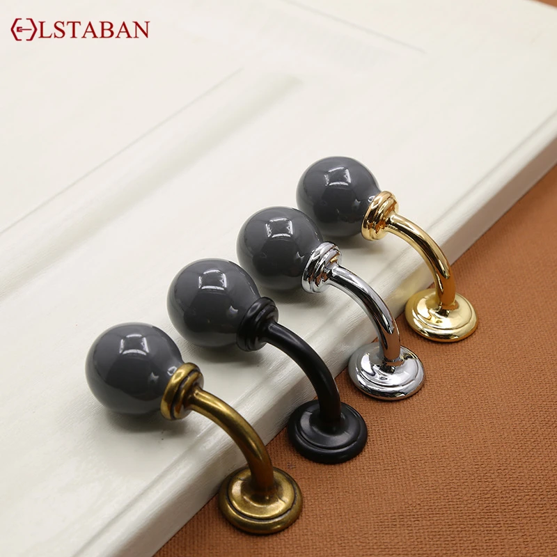 LSTABAN Antique Interior Cloakroom Bathroom Bedroom Furniture Accessories Zinc Alloy Ceramic Creative Single Double Row Hook