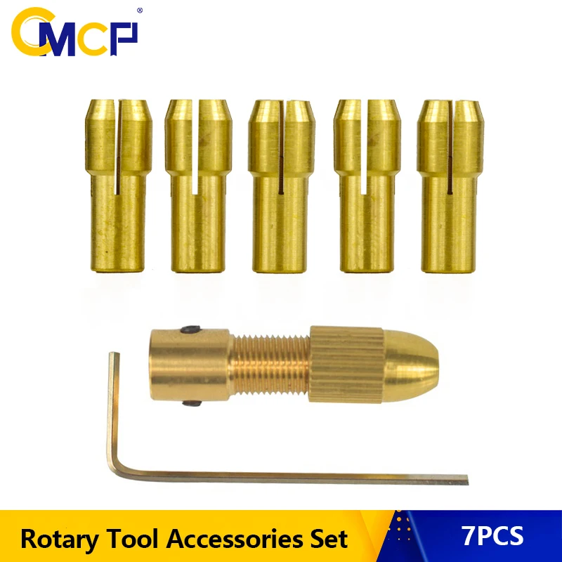 CMCP Mini Drill Chuck Adapter Collet 7pcs 2.35/3.17mm Electric Motor Shaft for Dremel Rotary Accessories 0.5-3.0mm Drill Collet