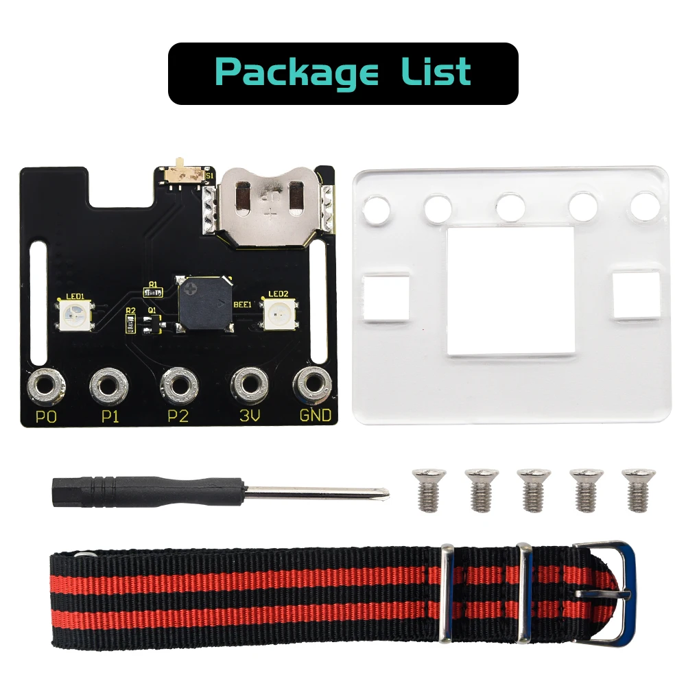 Keyestudio SK6812 LED Power Shield Module+Watchhand+ Acrylic Plate for BBC Micro bit(No Micro Bit）