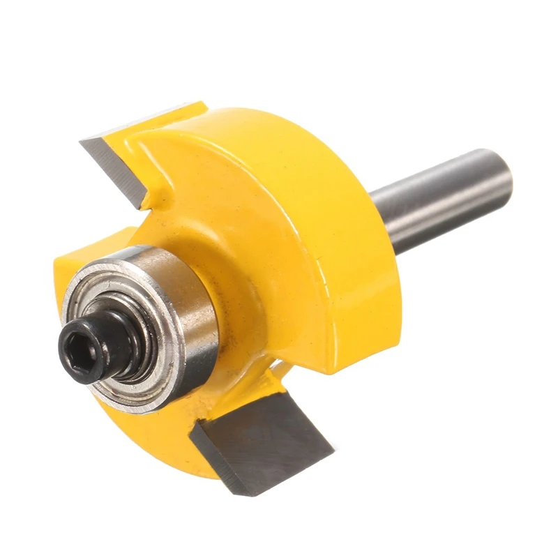 1/2 "H-1/4" Shank Adjustable Rabbet Router Bit dengan 7 Bantalan Set Woodworking Cutter Tenon Cutter untuk alat