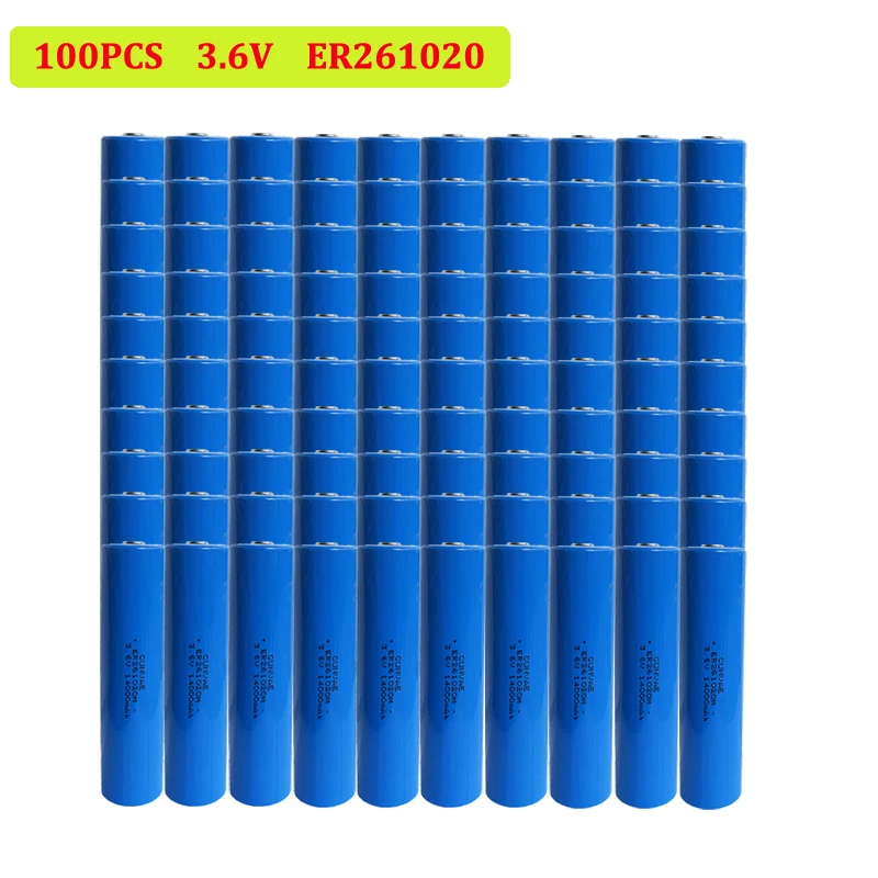 

100Pcs ER261020 3.6V Lithium Battery ER 261020 14000mAh Li-SOCl2 High Drain Battery 261020 For electricity meter gas meter