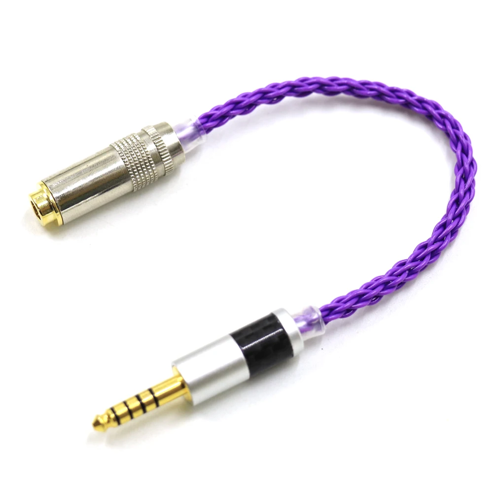 Cable de Audio morado Thouliess, Cable de 4,4 macho a 4,4 hembra, adaptador equilibrado hecho a mano para reproductor de música MP3 HIfi