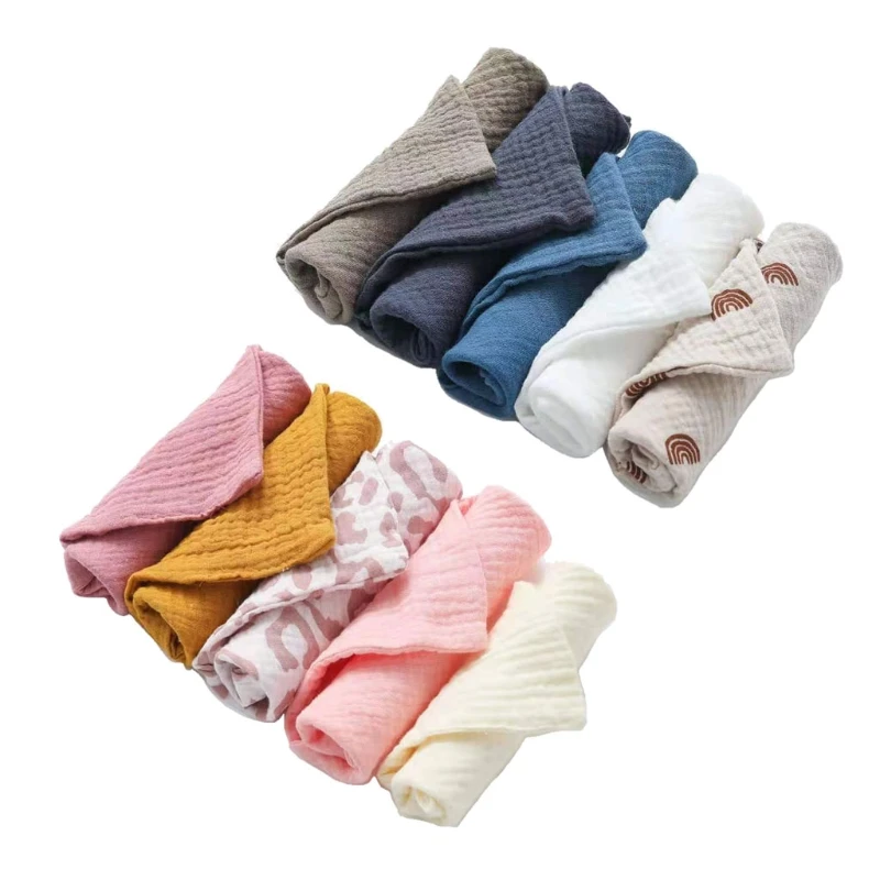 5PCS Square Muslin Baby Towels Infants Cotton Water Washing Handkerchief Newborn Baby Nursing Towel Feeding Saliva Towel 23*23cm