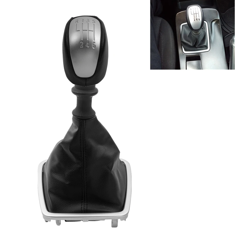 

6 Speed Manual Gear Shift Knob Leather Gaiter Boot Cover Shifter Lever Handle Stick Boot Gaitor For Renault/Laguna MK3 2007-2015