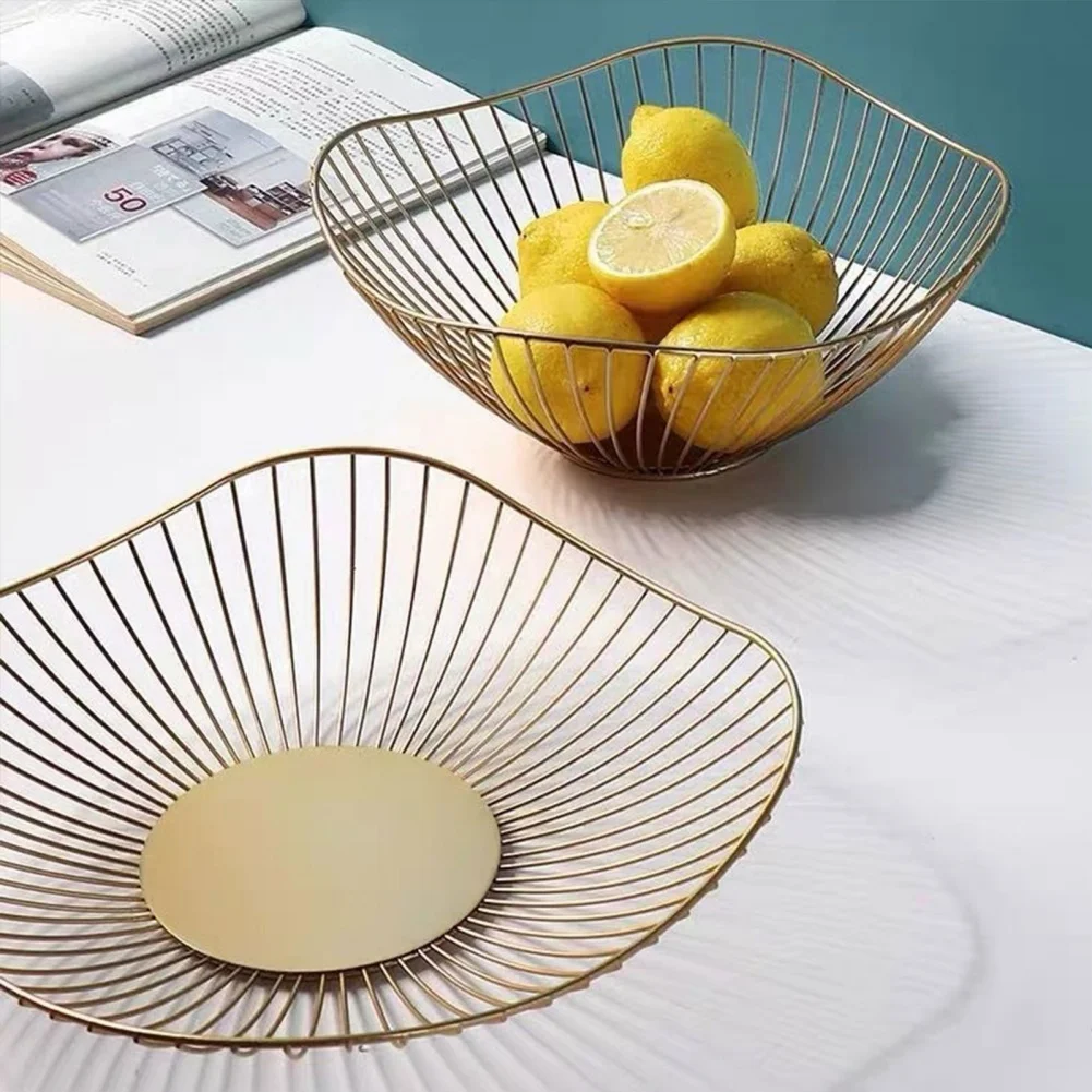 Metal Fruit Basket Wire Bread Snack Vegetable Storage Bowls Kitchen Eggs Dessert Holder Cake Stand INS Organizer Minimalist