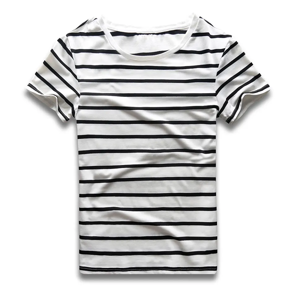 Striped T-Shirt Men Stripes Top Tees Male Fashion Short Sleeve Blue Red White Black Costume Cosplay Party