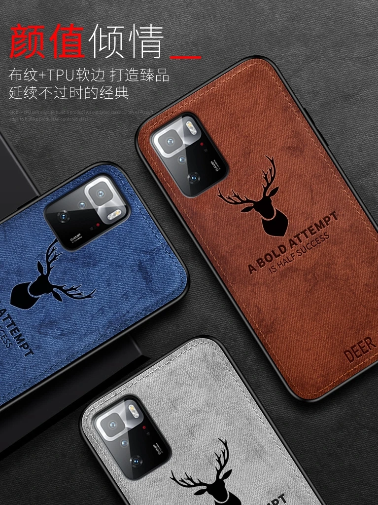 For Xiaomi POCO M3 Pro X3 GT 5G F3 Case Hard fabric Deer With Lanyard Skin Protect Back Cover Case for xiaomi redmi note 10 pro