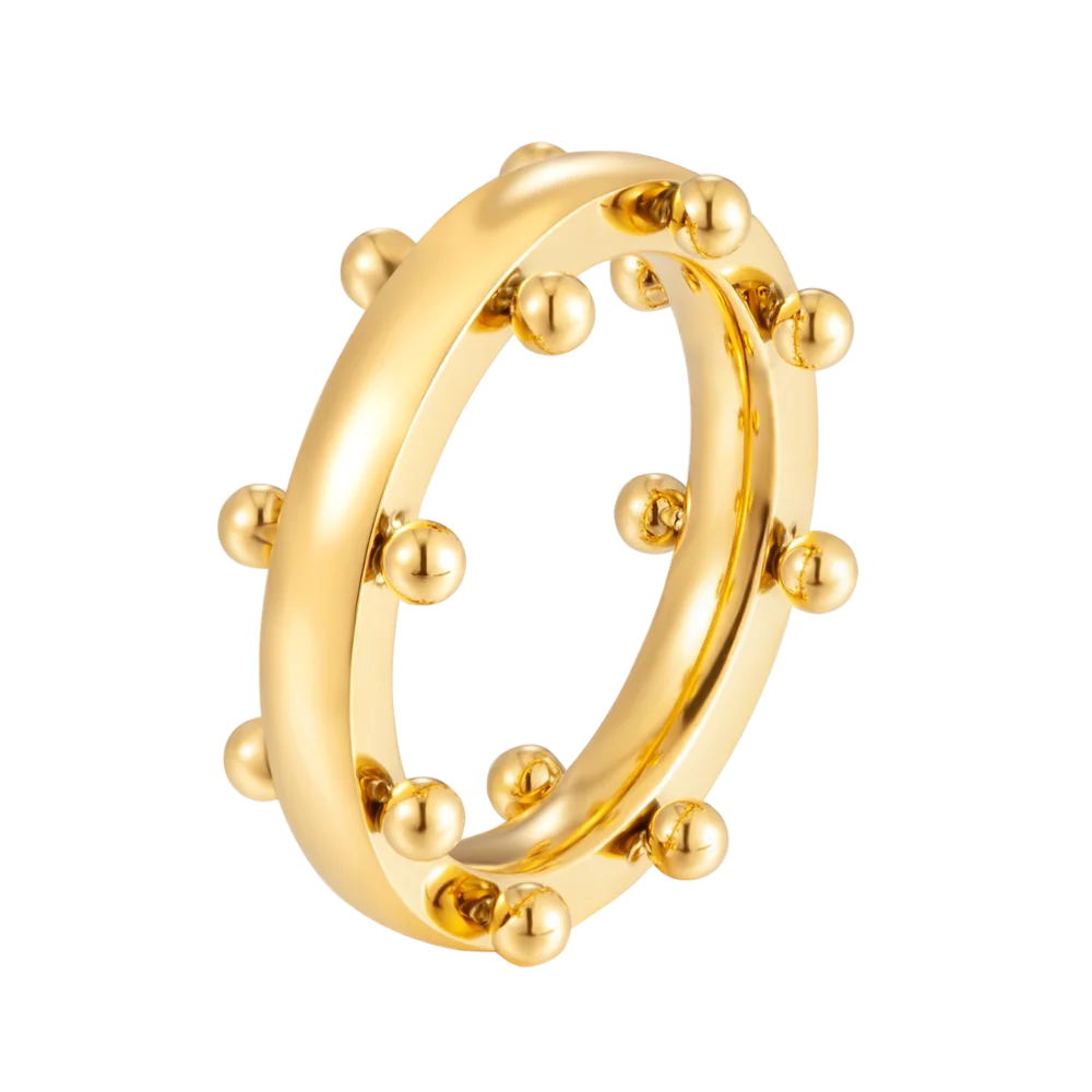 Trendy Ring Gold Color Stainless Steel For Women Ladies Mini Balls Finger Rings For Women Fashion Jewelry Gifts