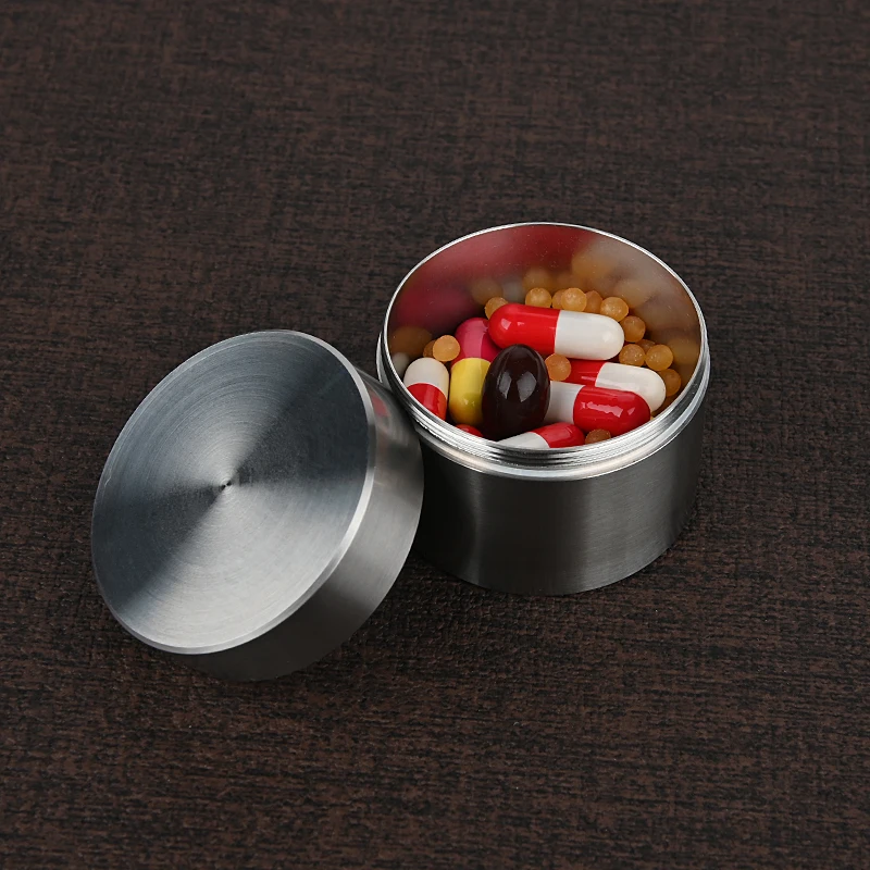 Stainless Steel Waterproof Seal Tank Portable EDC Survival Pill Box Outdoor Emergency Medicine Storage Bottles 10ml, 25ml, 50ml