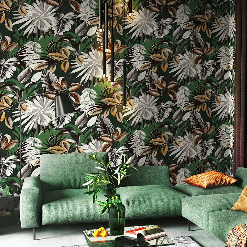 

Southeast Asia Tropical Rainforest Banana Leaf Wallpaper Modernt Green Plant Bedroom Living Room Background Walls Wallpaper