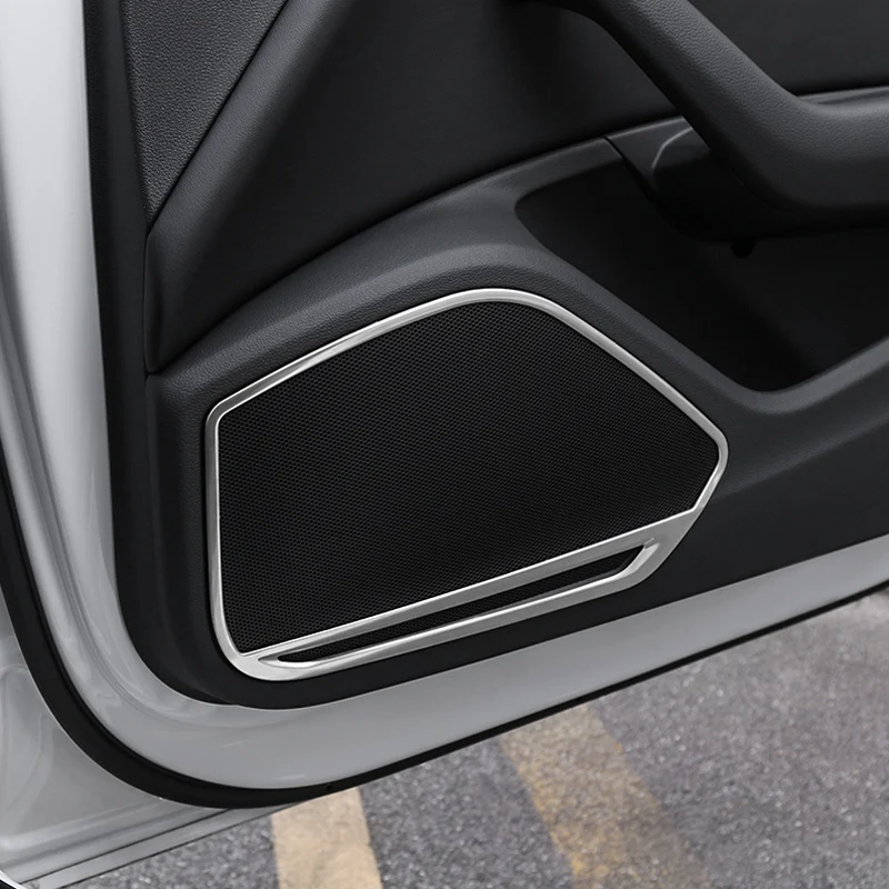 car accessories 4pcs Stainless Door Bottom Speaker Decorator Frame Cover Trim For Audi A5 2018 & A4 B9 2017-2018