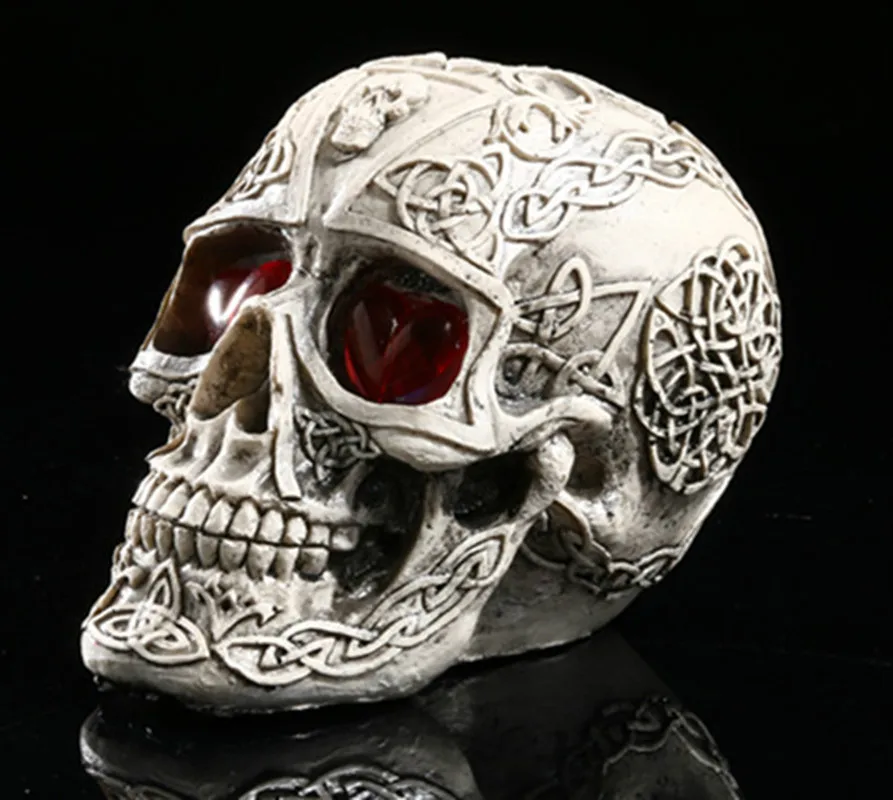 Led Human Shape Skeleton Head Homosapiens Skull Statue Figurine Demon Evil Home Decoration Accessories Halloween Scary Party