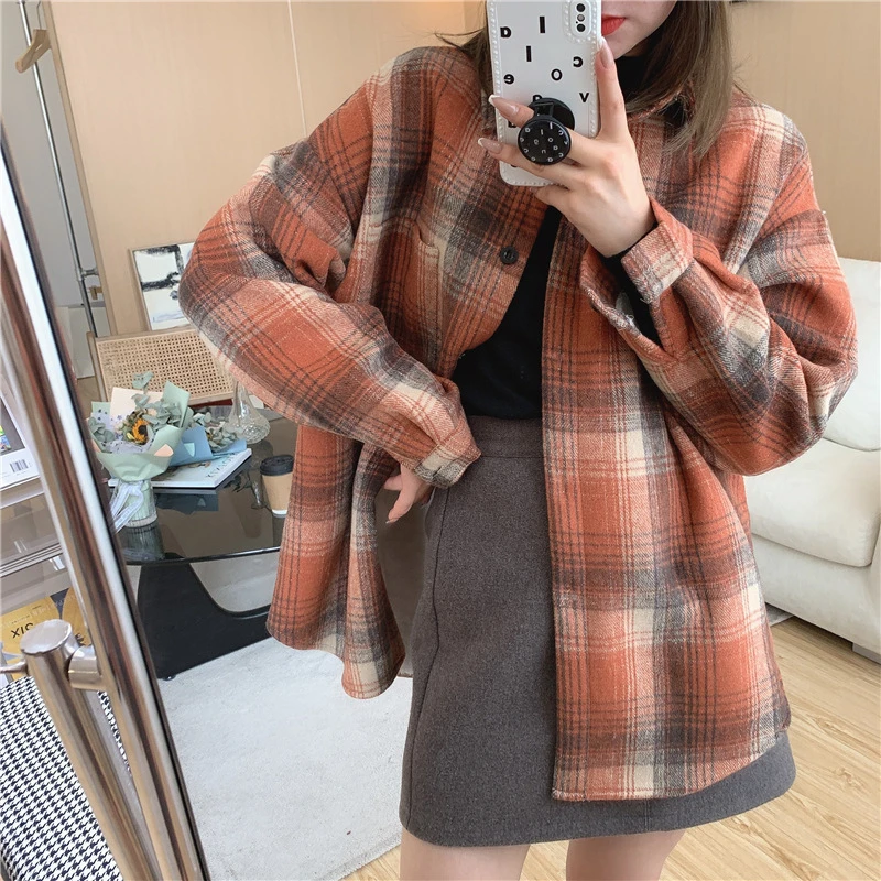 LMQ NEW Winter Women Plus Size Warm Flannel Cotton Blouses Long Sleeve Thick Velvet Plaid Shirt Coats Fashion Outwear Tops