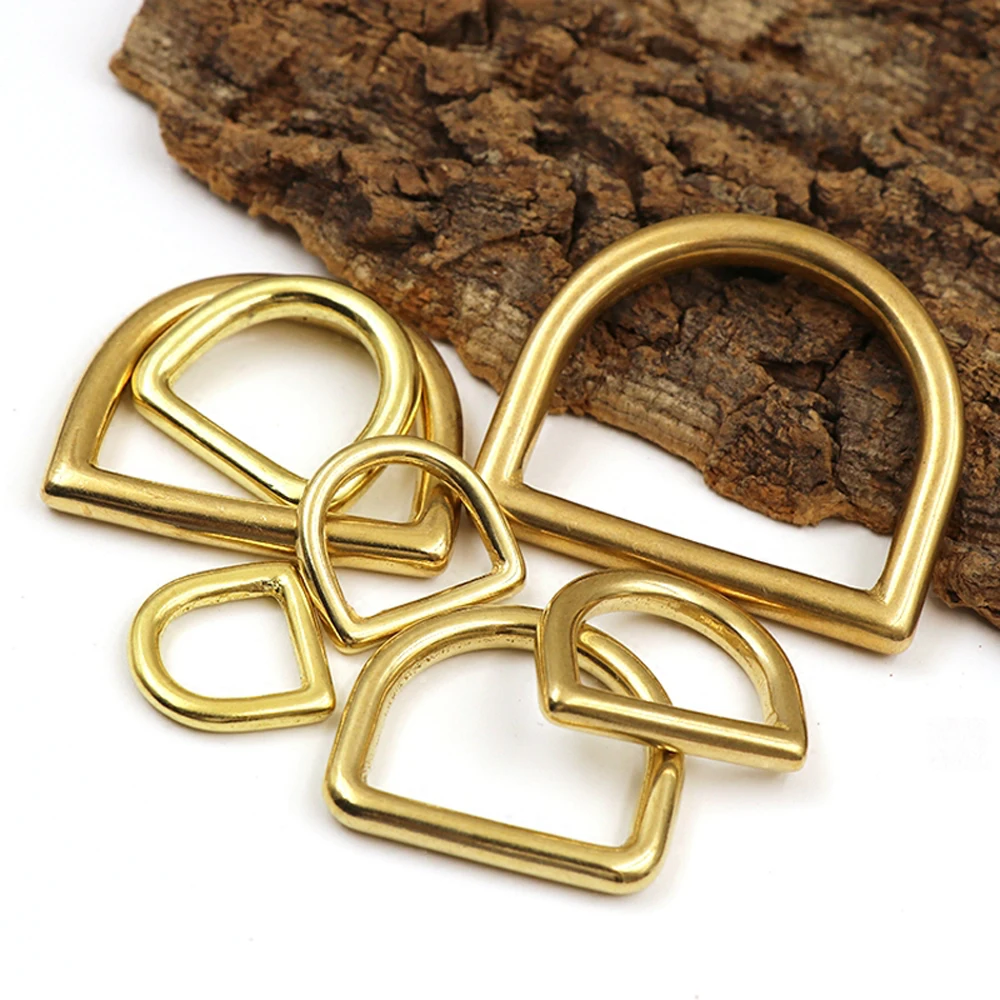 2pcs Heavy Duty Solid Brass Closed D Rings Buckles 13 16 20 25  32 38mm for Webbing Leather Crafts Bags Strap Belt Pet Collar