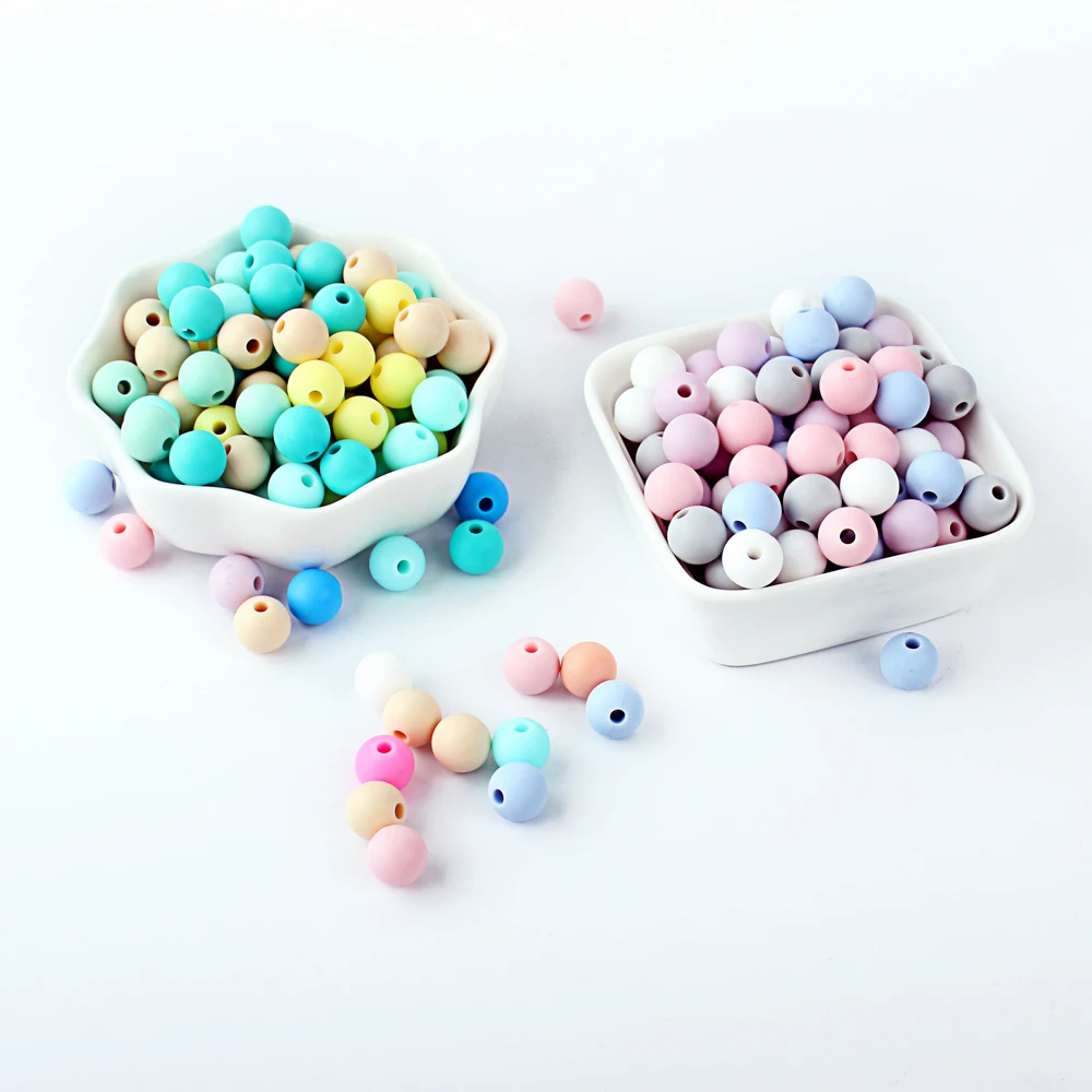 Keep&Grow 50pcs 9mm Baby Silicone Beads Pearl Silicone Food Grade Teething Beads DIY Jewelry Making Teether Toy Pacifier Chain