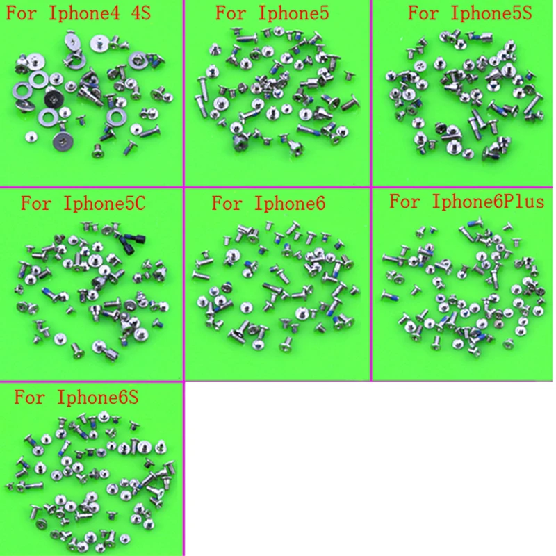 

50 комплектов, серебристые, золотистые, черные аксессуары для технического обслуживания, полный комплект винтов для iPhone 4 мобильный телефон 5 4S 5C 6 6S