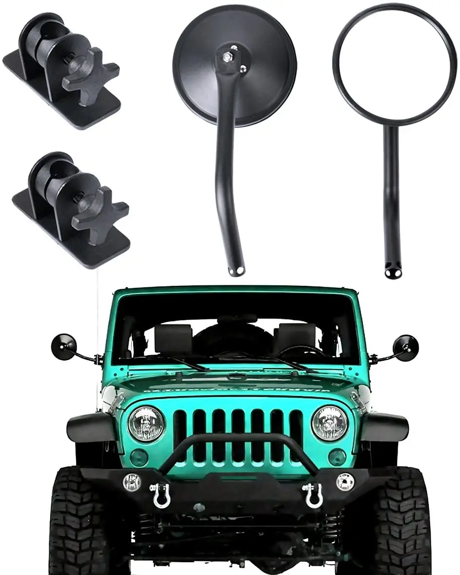 

Rearview Round Side Mirrors Adjustable Side View Mirrors for Jeep Wrangler JK TJ LJ JKU 1997-2017 Door Off Mirrors 1Pair