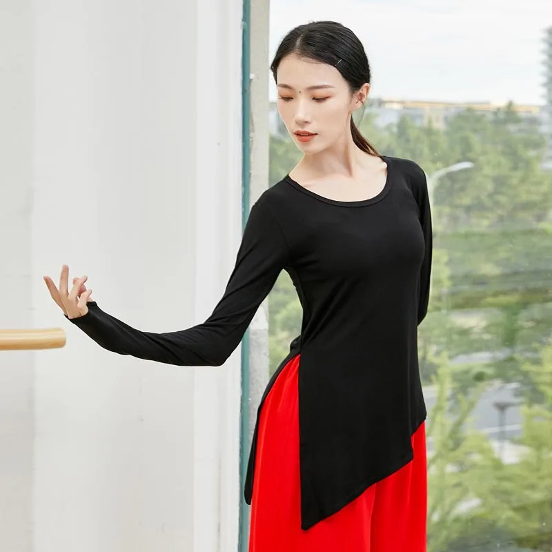 Professional Classical Dance Shirt Long Sleeve Women Modern Dance Basic Wear Comfortable Modal Top With Finger Hole Plus Size