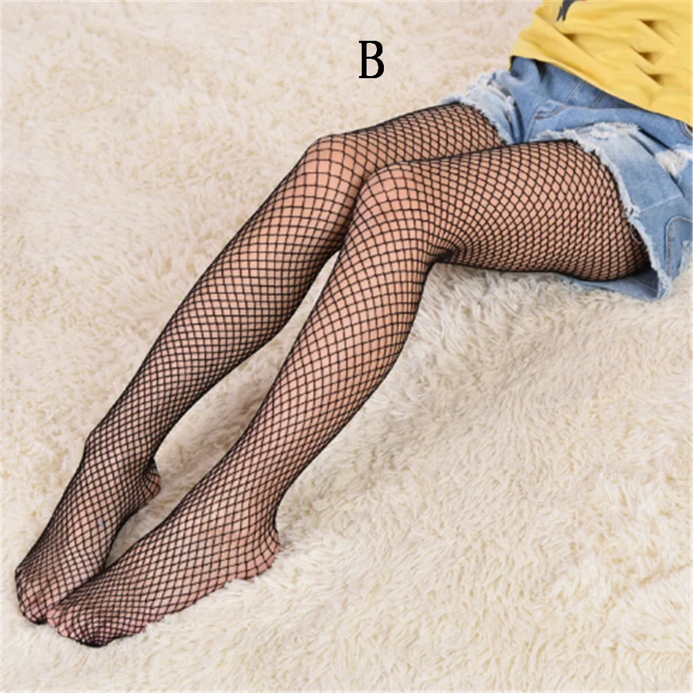 1 Pair of Kids Girl Lace Summer Children Black Pantyhose Mesh Tights Ripped Jeans Net Grid Stockings Fishnet Stockings