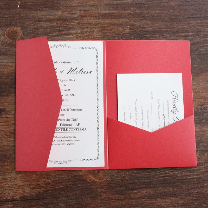Huwelijksuitnodiging Pocket Fold Envelop Marineblauw Mat Papier 250gsm voor Verjaardag Jubileum Sweet 16 Iquinceañera 50 stuks