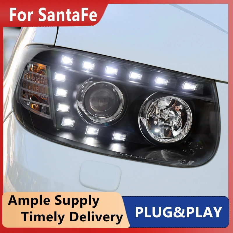 

Car Lights Parts For SantaFe Santa Fe 2006-2012 Head lamps LED or Xenon Headlight LED Dual Projector FACELIFT