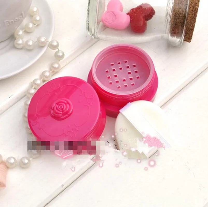 50ML Empty Loose Powder Box Jar With Grid Sifter & Puff Flower Pattern Packing Beads Container Powdery Cake  Cosmetic Case