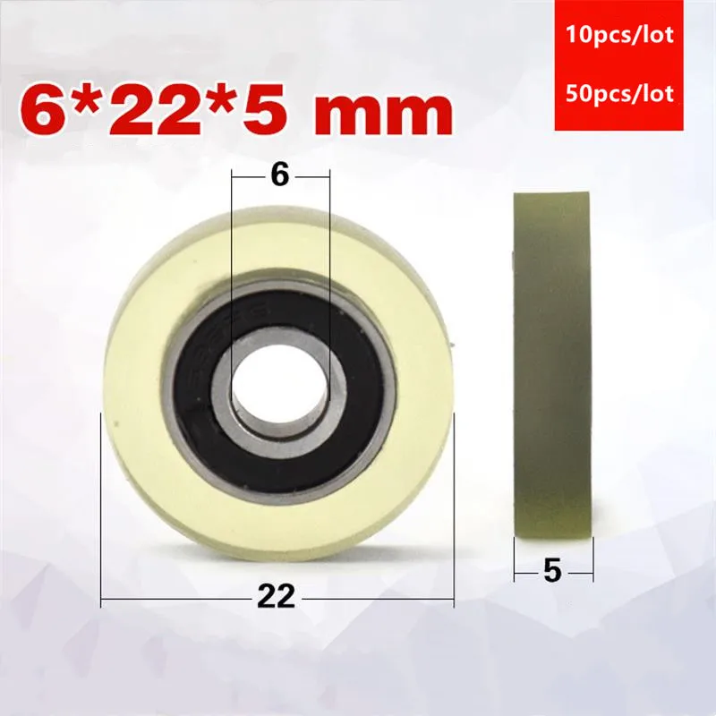 Guia Silencioso Roda da Correia Transportadora Poliuretano Plutônio 696 696rs Roller Bearing Polia de Fricção 6x22x5 10 Peças 50 Peças 6*22*5 mm