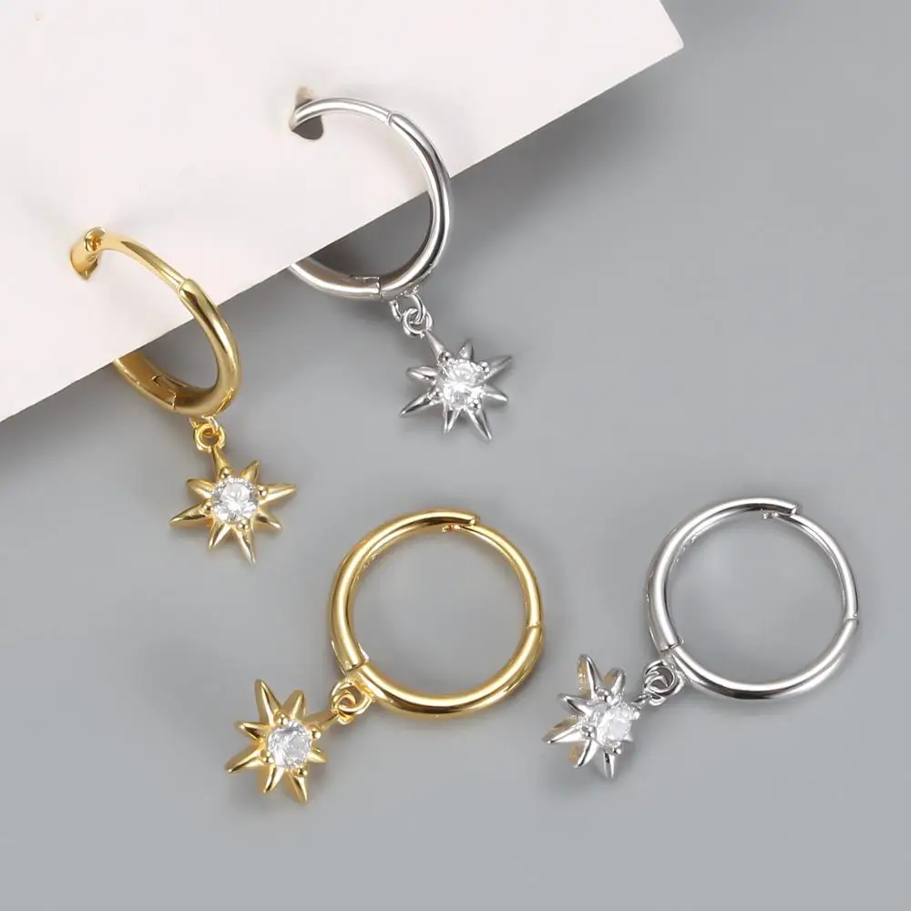 

100% 925 Sterling Silver Mini Zircon Star Pendant Small Stud Earrings for Women