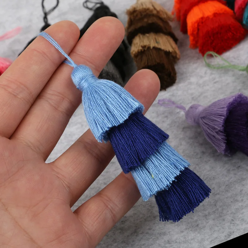 1 sztuk/partia 8cm cztery warstwy nakładające frędzle jedwabiu Fringe szycia Tassel wykończenia dekoracyjne klucz frędzle do kurtyny Home Decoration