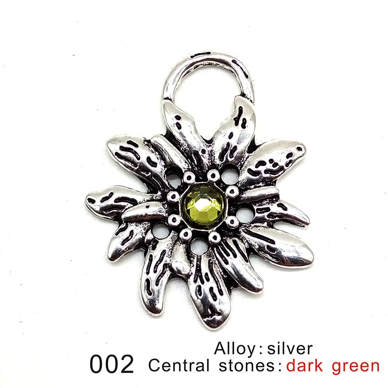 4pcs/Lot Antique Silver Color Embossed Edelweiss Flower Pendant Necklace Jewelry Findings for DIY Costumes Accessories Handmade