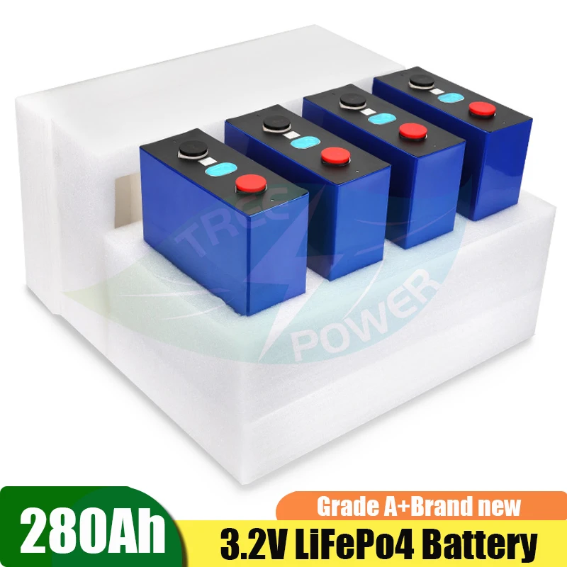 NEW 16pcs 3.2v 280ah Lifepo4 Rechargeable Battery Lithium Iron Phosphate Solar Cell 12v 24v Grade A Lifepo4 Cell