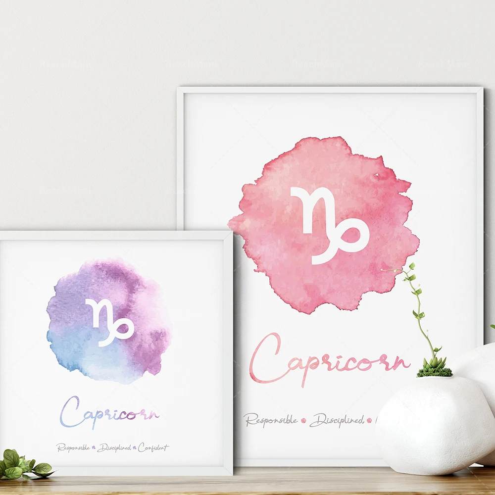 Capricorn Zodiac Art, Capricorn Astrology Gift, Astrology Watercolor, Zodiac Print, Capricorn Sign Gift