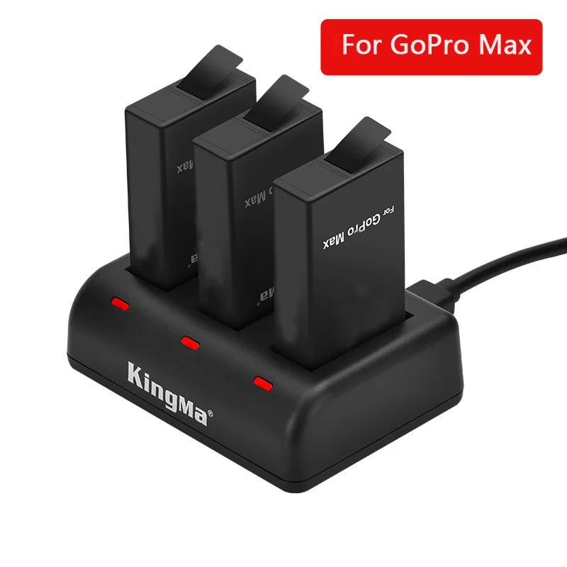 New intelligent For GoPro Max Battery 3 Slot Charger + 1400mAh lithium ion Battery For 360 Panoramic Go Pro Max Camera