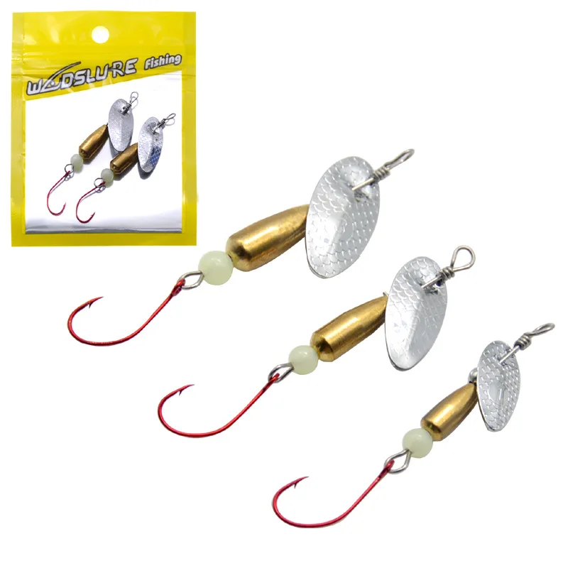 Fishing Artificial Lure Compound Spin Bait Fly Rotation Spoons Long Cast Single Hook 2.2g/3.8g/5.8g Lot 2 Pieces SALE