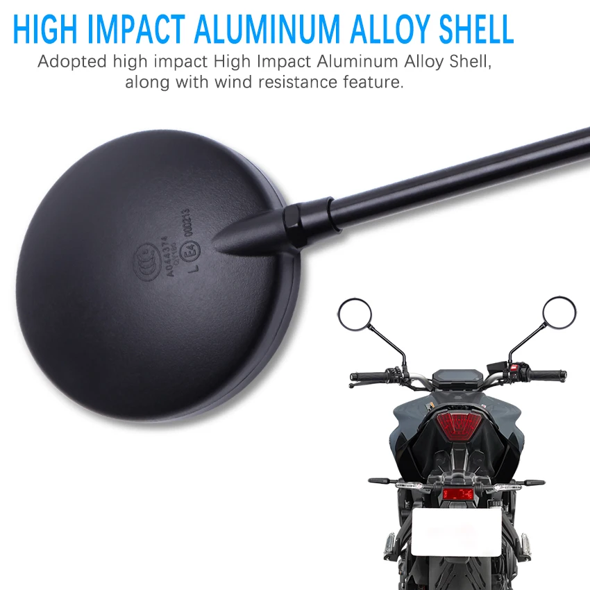 Rear View Side Mirrors for 10mm Universal Motorcycle Rearview Mirror Handle Bar End Side Round Mirrors Aluminum for Honda Suzuki