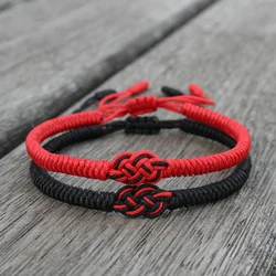 National Style Lucky Red String Bracelet Lovers Handmade Braided Concentric Knot Charm Bracelets for Women Men Jewelry Best Gift