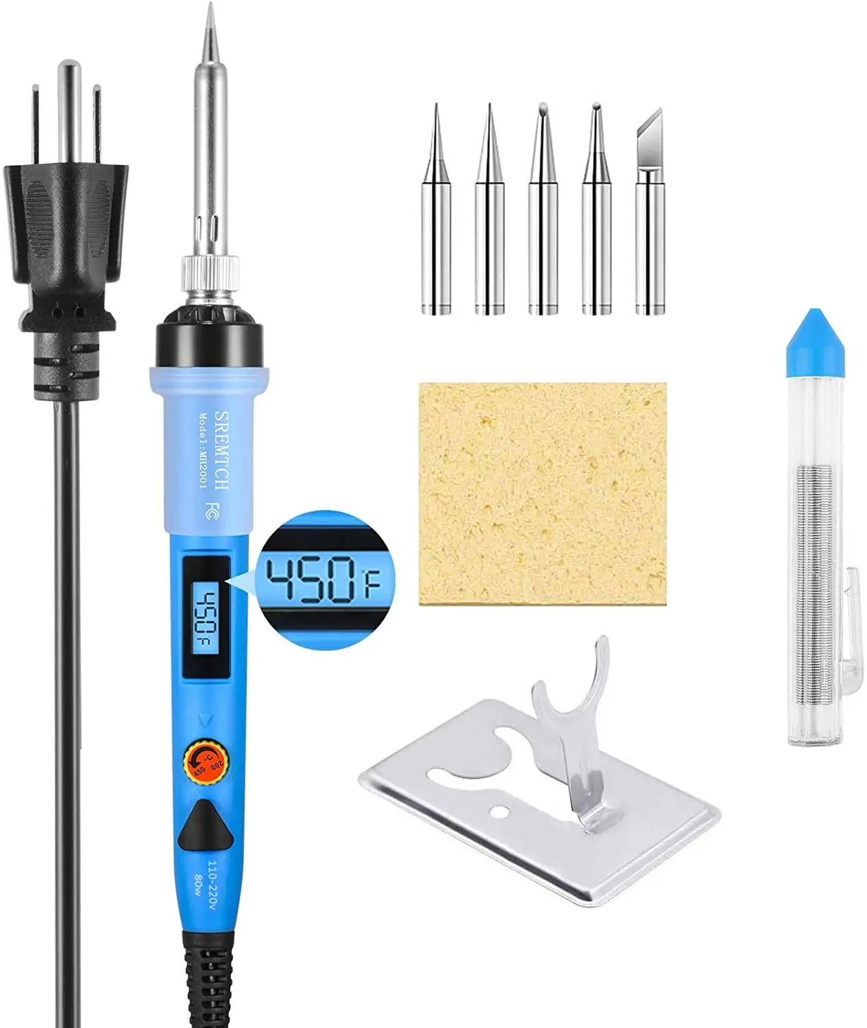 80W Electronics Soldering Iron Kit LCD Digital Soldering Gun with Adjustable Temperature Welding Iron, Fast Heating