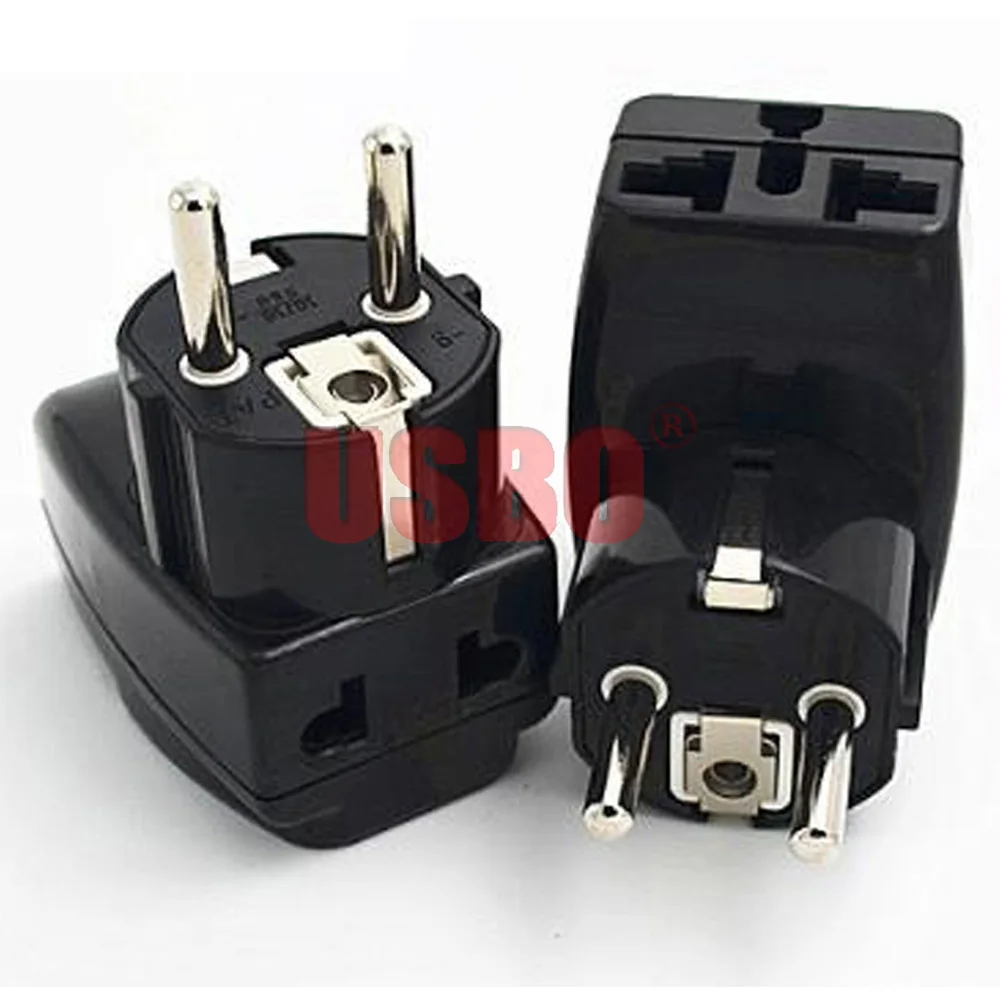 Black Copper 16A 250V Europe universal travel adapter plug 3-into-1 AU/UK/US/EU to EU power adaptor plug socket converter Type-G