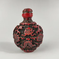 Exquisite Chinese Classical Traditional Craft Collection Home Decoration Gift Red Resin Fish Auspicious Pattern Snuff Bottle
