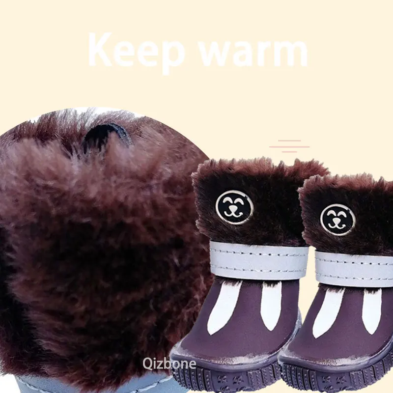 Shoes For Dogs Winter Super Warm For Small Dogs Snow Boots Waterproof Fur Non Slip Chihuahua Shoes Reflective Dog Cover Product