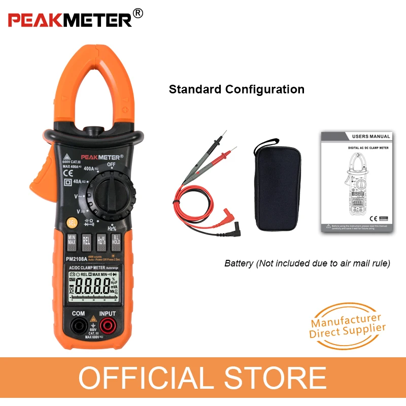 PEAKMETER PM2108AดิจิตอลAC DC Clamp Meter 4000 นับความถี่Capacitanceความต้านทานEarthเครื่องทดสอบมัลติมิเตอร์