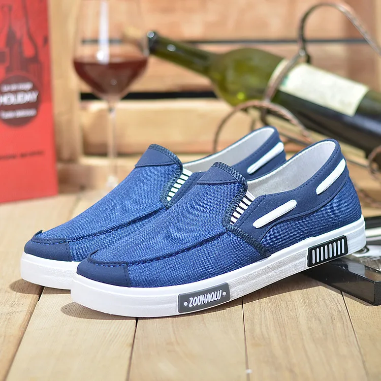 High Quality Canvas Shoes Men Thick-soled Loafers Outdoor Breathable Sneakers Soft-soled Driving Shoes Men Color Block Sneakers